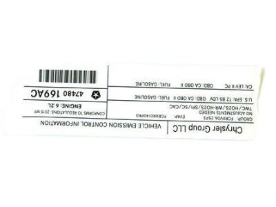 Dodge 47480169AC LABEL Vehicle Emission Control Information