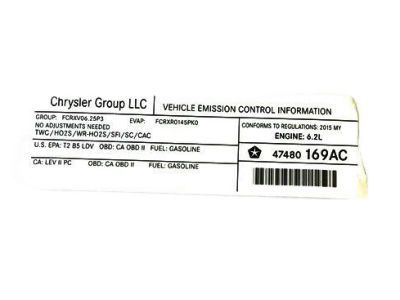 Dodge 47480169AC LABEL Vehicle Emission Control Information