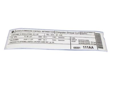 Ram 68081111AA LABEL VECI Label