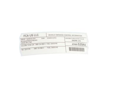 Dodge 47480520AA LABEL Vehicle Emission Control Information