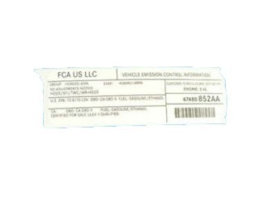 Jeep 47480852AA LABEL VECI Label Emissons