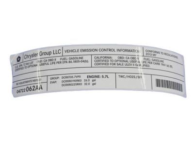 Dodge 52022087AA LABEL Emission