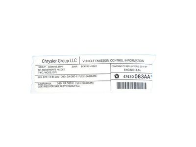 Dodge 47480083AA LABEL VECI Label