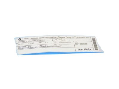 Jeep 68080114AA Emission Label