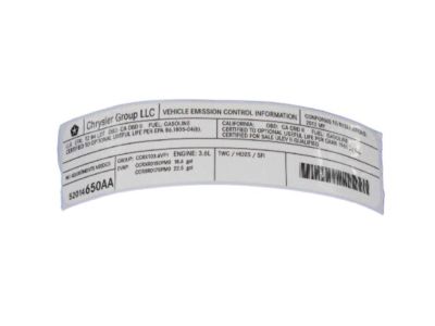 Jeep 52014650AA LABEL VECI Label