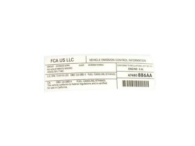 Dodge 47480886AA LABEL VECI Label