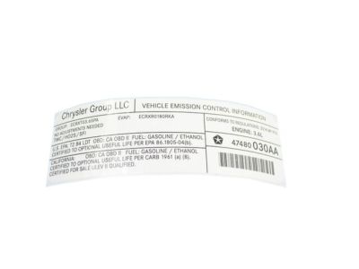 Dodge 47480030AA LABEL Vehicle Emission Control Information
