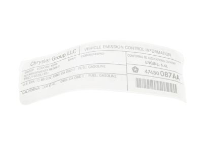 Dodge 47480087AA LABEL VECI Label