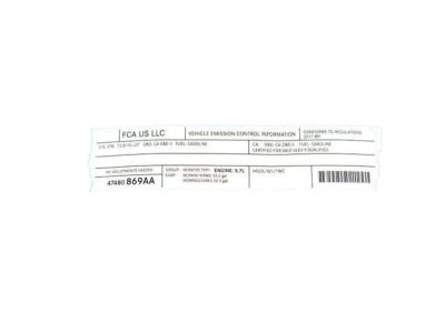 Ram 47480869AA LABEL VECI Label