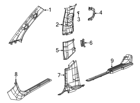 Mopar 68437075AB Windshield Pillar Trim Upper Clip