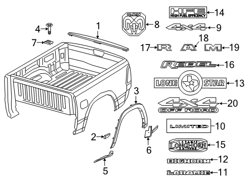 2019 Ram 1500 Mud Guard Diagram for 82215490AD