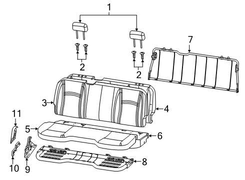 2023 Ram 3500 Rear Seat Components Diagram 1 - Thumbnail