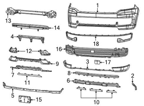 2023 Jeep Wagoneer Impact Bar, Front Diagram for 68402264AD