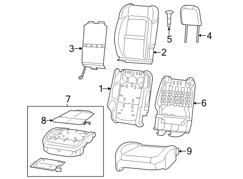 2024 Jeep Wrangler Passenger Seat Components Diagram 2 - Thumbnail