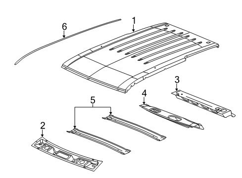 2023 Dodge Durango Roof & Components, Exterior Trim - Body & Hardware Diagram
