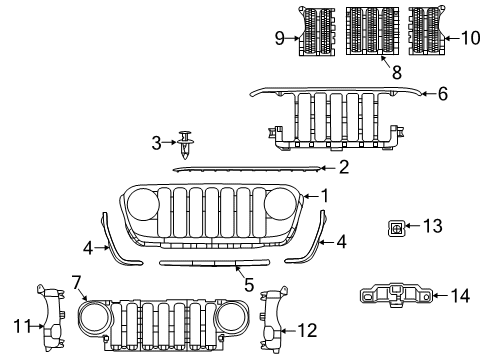 2022 Jeep Gladiator Grille & Components Diagram