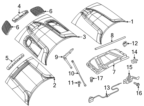 2022 Dodge Challenger Hood & Components Diagram 1 - Thumbnail