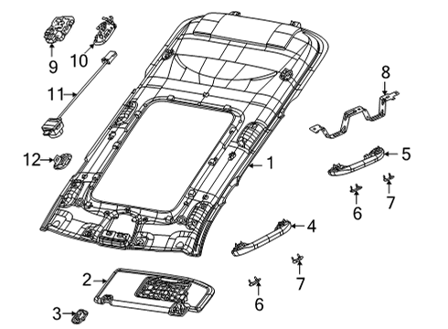 2024 Jeep Wagoneer L Interior Trim - Roof Diagram 1 - Thumbnail