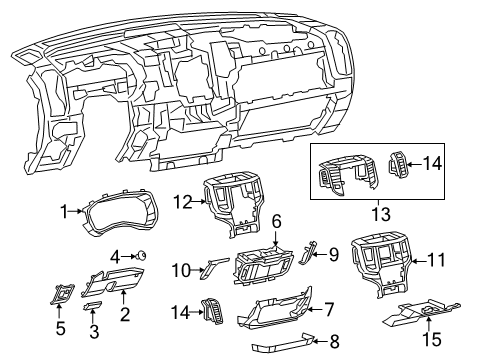 2023 Ram 1500 Cluster & Switches, Instrument Panel Diagram 1 - Thumbnail