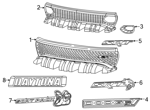 2023 Dodge Charger Grille & Components Diagram 2 - Thumbnail