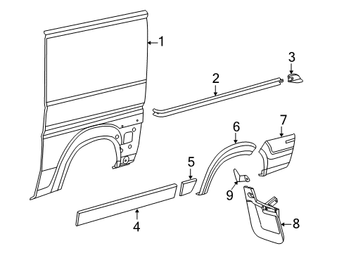 2022 Ram ProMaster 2500 Side Panel & Components, Exterior Trim - Body & Hardware Diagram 1 - Thumbnail