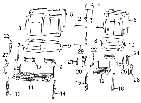 2022 Ram 2500 Rear Seat Components Diagram 3 - Thumbnail