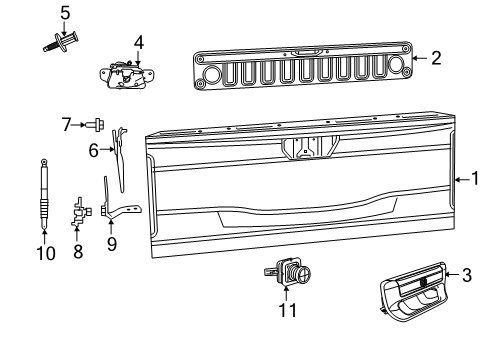 2024 Ram 1500 Handle, Outside, Ivory, Rear Outer Diagram for 7KJ461WDAA