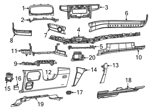2022 Jeep Grand Wagoneer Cluster & Switches, Instrument Panel Diagram 3 - Thumbnail