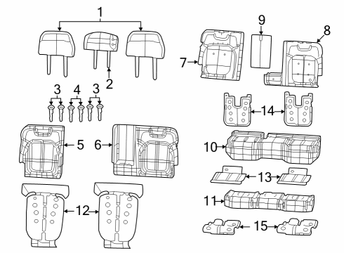 2024 Jeep Grand Cherokee L Armrest, Black/Red Stitch, Rear Center Diagram for 6PL602X7AE