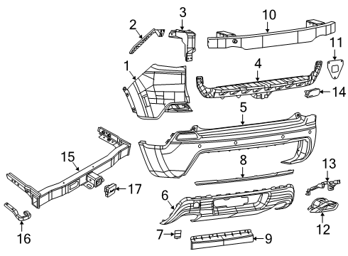 2022 Jeep Cherokee Bumper & Components - Rear Diagram 2 - Thumbnail