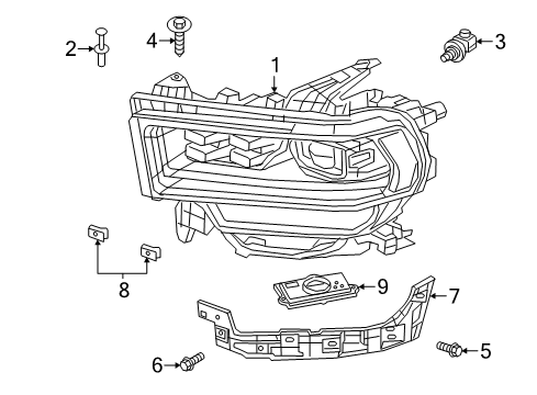 2022 Ram 3500 Headlamp Components Diagram 2 - Thumbnail