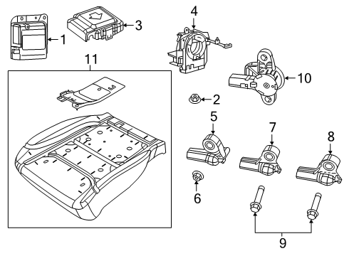 2022 Ram 1500 Driver Inflator Module, Black, Driver Side Diagram for 6YA051X7AB