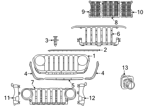 2022 Jeep Wrangler Grille & Components Diagram