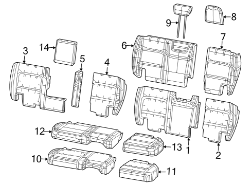 2024 Jeep Wrangler Rear Seat Components Diagram 1 - Thumbnail