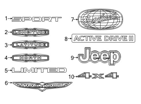 2022 Jeep Cherokee Nameplate Diagram for 68540202AB
