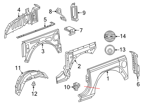 2024 Jeep Wrangler Quarter Panel & Components Diagram 1 - Thumbnail