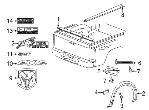 2021 Ram 1500 Classic Exterior Trim - Pick Up Box Diagram 3 - Thumbnail