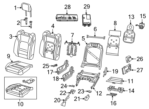 2022 Ram 1500 Seat Cushion Pad, Front Passenger Side Diagram for 68396575AF