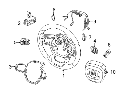 2023 Ram 2500 Steering Wheel, Indigo Diagram for 7QW963C5AA