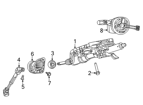 2022 Jeep Grand Cherokee WK Steering Systems, Internal Components, Shroud, Switches Diagram