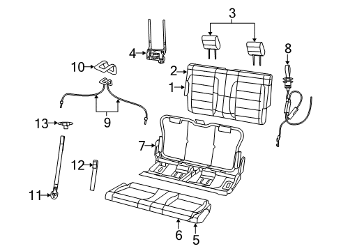 2022 Jeep Wrangler Rear Seat Components Diagram 3 - Thumbnail