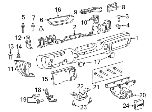 2024 Jeep Wrangler Bumper & Components, Trailer Hitch Components Diagram 3 - Thumbnail