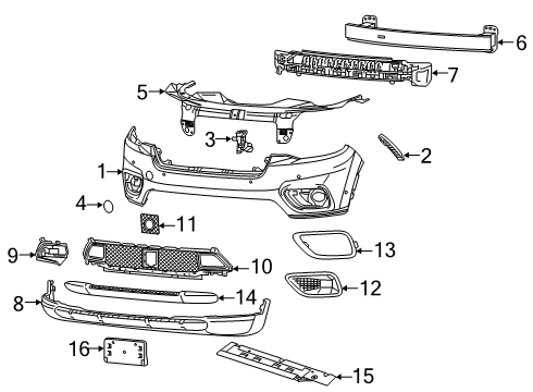 2023 Jeep Cherokee Bumper & Components - Front Diagram 1 - Thumbnail