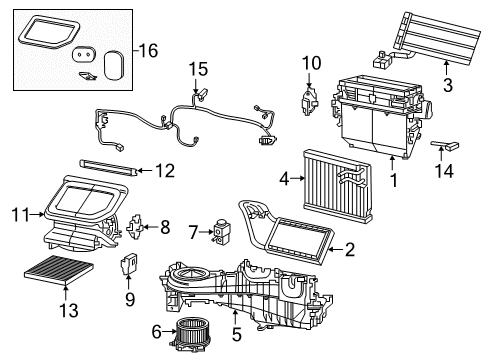 2022 Jeep Wrangler A/C Evaporator & Heater Components Diagram