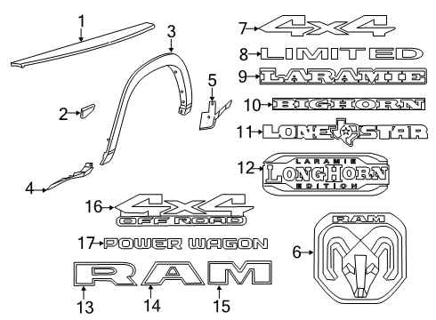 2022 Ram 2500 Exterior Trim - Pick Up Box Diagram 3 - Thumbnail