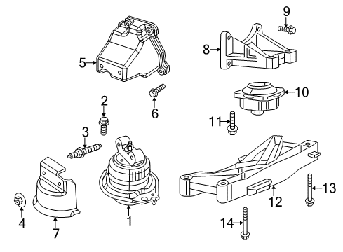 2021 Dodge Charger Engine & Trans Mounting Diagram 1 - Thumbnail