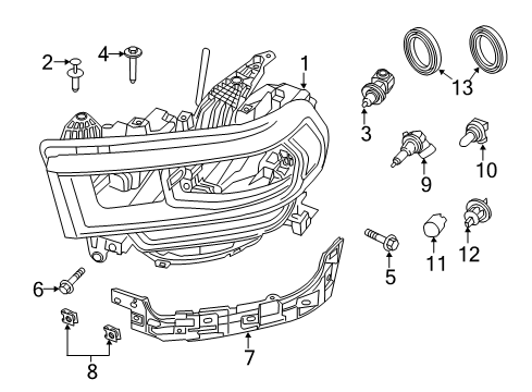 2022 Ram 3500 Headlamp Components Diagram 1 - Thumbnail