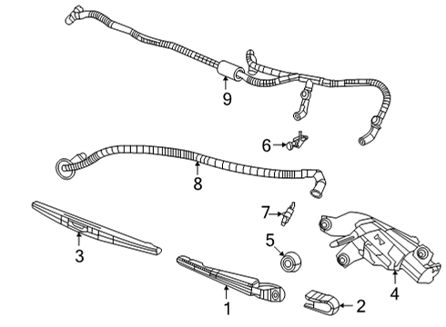 2024 Jeep Grand Cherokee L Wiper & Washer Components Diagram 1 - Thumbnail