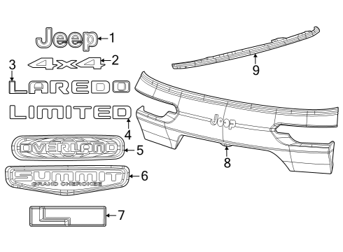 2023 Jeep Grand Cherokee L Nameplate, Rear Diagram for 68377427AA