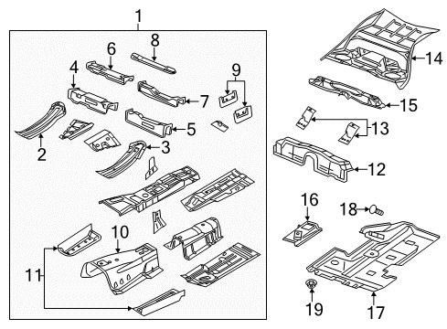 2019 Dodge Charger Floor Crossmember, Front Diagram for 68043503AD